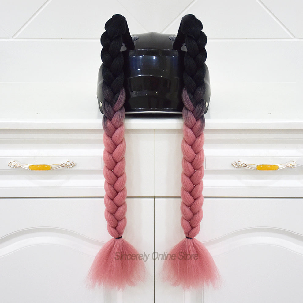 Black Baby Pink Plait Helmet Pigtails