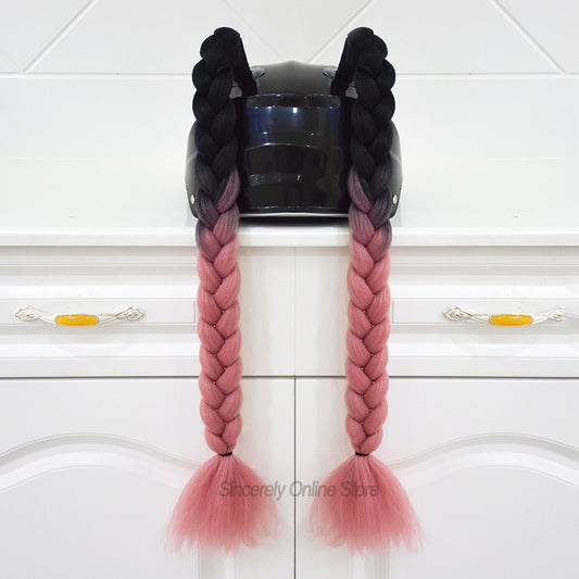 Black Baby Pink Plait Helmet Pigtails