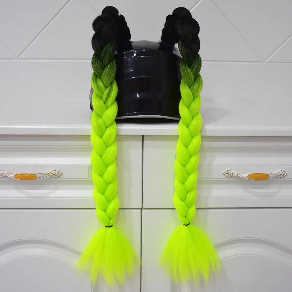 Black Neon Plait Helmet Pigtails