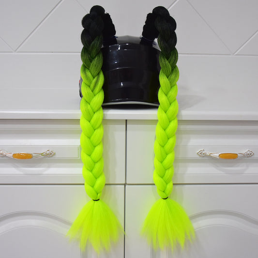 Black Neon Plait Helmet Pigtails