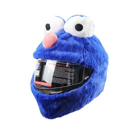 Blue Cartoon Plush Helmet Cover