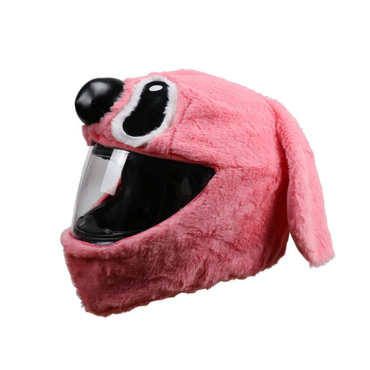 Pink Funny Cartoon Plush Helmet Cover