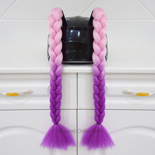 Pink Purple Plait Helmet Pigtails