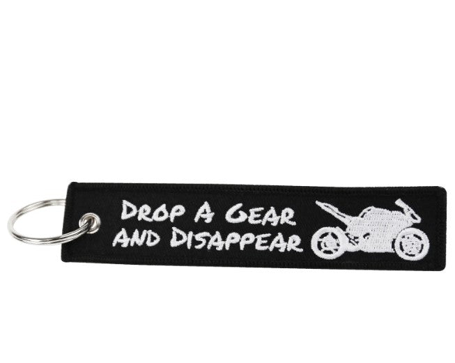 Drop a Gear And Disappear Bike Key Tag