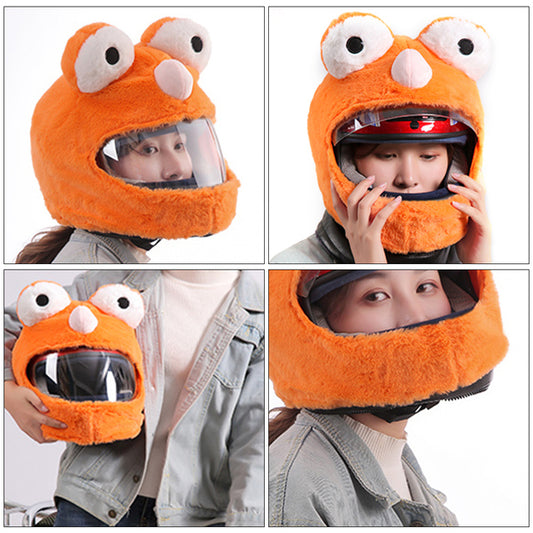 Orange Plush Cartoon Helmet Cover