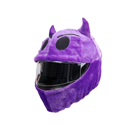 Purple Funny Cartoon Plush Helmet Cover